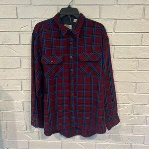 Vintage Fieldmaster Maroon Plaid Flannel Shirt Mens XL